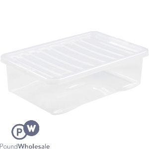 Plastic Underbed Storage Box with Clear Lid 45L