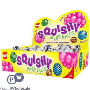 Hoot Squishy Mesh Ball Assorted Colours CDU
