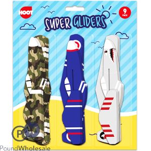 Hoot Airplane Super Gliders 9 Pack Assorted