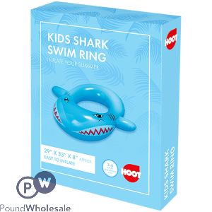 Hoot Inflatable Shark Kids Swim Ring 29" X 33" X 8"