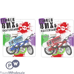 Hoot Finger BMX Bike & Skateboard Set Assorted Colours