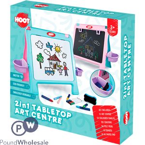 Hoot 2-in-1 Reusable Whiteboard & Chalkboard Tabletop Art Centre