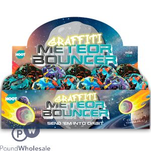 Hoot Graffiti Meteor Bouncy Ball 6cm Cdu Assorted Colours