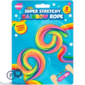Hoot Super Stretchy Sticky Rainbow Rope 2m 2 Pack