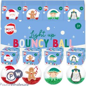 Hoot Christmas Light-up Bouncy Ball 5.5cm Cdu Assorted