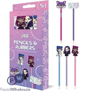 K-pop Character Rubber-topped Hb Pencils 5 Pack