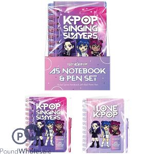 K-pop A5 Wiro Hardback Notebook & Pen Set Cdu Assorted