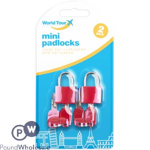 World Tour Mini Travel Padlocks 2 Pack Assorted Colours