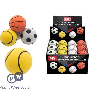 MY Bouncy Sponge Sports Balls 6.3cm CDU Assorted