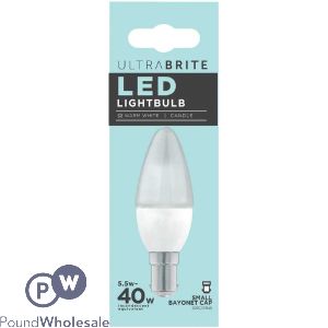 Ultra Brite 5.5w - 40w Led Candle Lightbulb Small Bayonet Warm White
