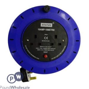 Status 2 Socket 10Amp Extension Cable Reel 10m