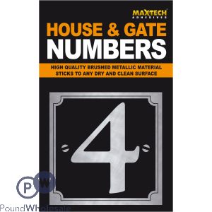 Adhesive House And Gate Number Black With Silver Number 4