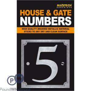 Adhesive House And Gate Number Black With Silver Number 5