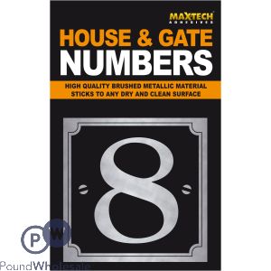 Adhesive House And Gate Number Black With Silver Number 8
