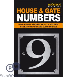 Adhesive House And Gate Number Black With Silver Number 9