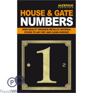 Adhesive House And Gate Number Black With Gold Number 1