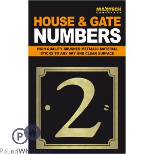 Adhesive House And Gate Number Black With Gold Number 2