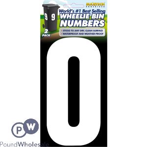2pk Value Adhesive White Wheelie Bin Numbers 0