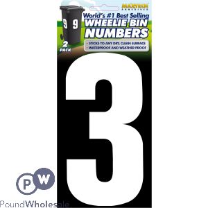 2pk Value Adhesive White Wheelie Bin Numbers 3