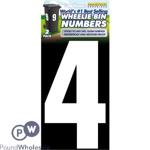 2pk Value Adhesive White Wheelie Bin Numbers 4