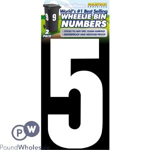 2pk Value Adhesive White Wheelie Bin Numbers 5