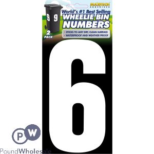 2pk Value Adhesive White Wheelie Bin Numbers 6