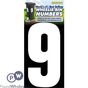 2pk Value Adhesive White Wheelie Bin Numbers 9