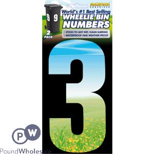 2pk Adhesive Meadow Wheelie Bin Number 3