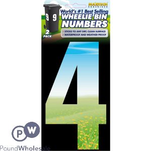 2pk Adhesive Meadow Wheelie Bin Number 4