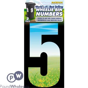 2pk Adhesive Meadow Wheelie Bin Number 5