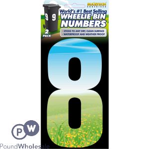 2pk Adhesive Meadow Wheelie Bin Number 8