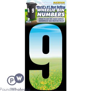 2pk Adhesive Meadow Wheelie Bin Number 9