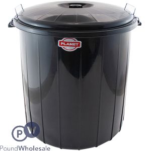 Planet No 3 Black Locked Dustbin 50l