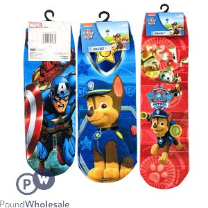 Branded Marvel & Paw Patrol Socks Assorted