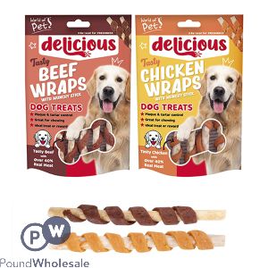 World Of Pets Chicken &amp; Beef Twist Stick Dog Treat 6 Pack