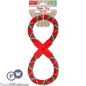 Smart Choice Christmas Figure Of 8 Rope Tug Dog Toy 25cm
