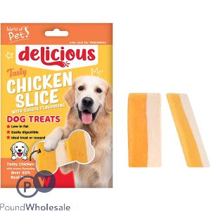 World Of Pets Tasty Chicken & Cheese Slice Dog Treats 8 Pack