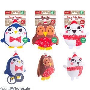 Smart Choice Squeaky Crinkle Plush Christmas Animal Dog Toy Assorted