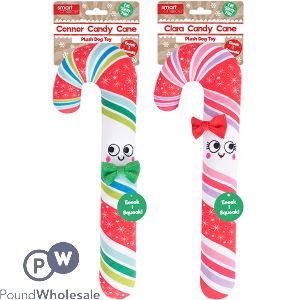 Smart Choice Squeaky Plush Candy Cane Dog Toy 35cm Assorted