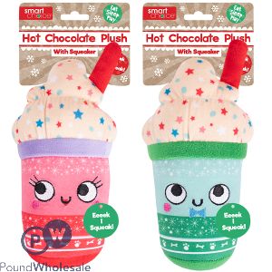 Smart Choice Squeaky Plush Christmas Hot Chocolate Dog Toy Assorted