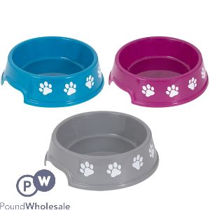 World Of Pets Round Plastic Pawprint Pet Bowl 750ml 3 Assorted Colours