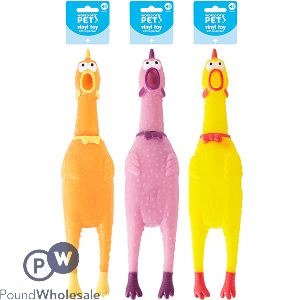 World Of Pets Honking Vinyl Chicken Dog Toy 25cm Assorted Colours