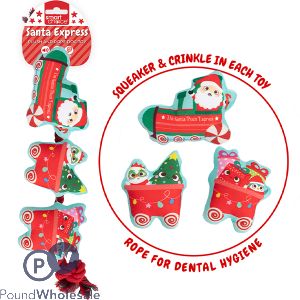 Smart Choice Christmas Plush & Rope Santa Train Dog Toy 35cm