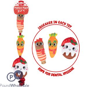 Smart Choice Christmas Festive Feast Dinner Plush & Rope Dog Toy 46cm