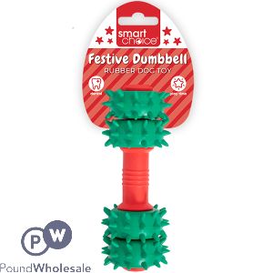 Smart Choice Christmas Dental Rubber Dumbbell Dog Toy 15cm