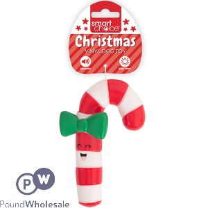 Smart Choice Christmas Squeaky Vinyl Candy Cane Dog Toy 14.5cm
