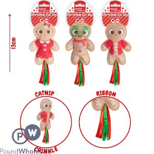 Smart Choice Christmas Catnip Gingerbread Cat Toys 13cm Assorted