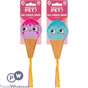 World Of Pets Felt Ribbon Catnip Ice Cream Cat Toy 9cm Assorted Colours