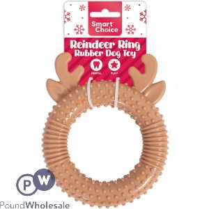 Smart Choice Christmas Textured Reindeer Ring Rubber Dog Toy 14cm