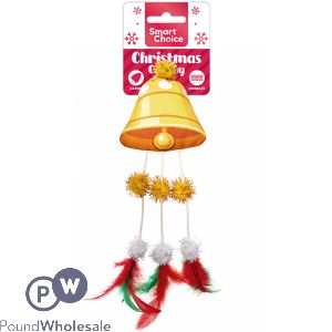 Smart Choice Christmas Catnip Plush Feather & Pom Pom Bell Cat Toy 28cm